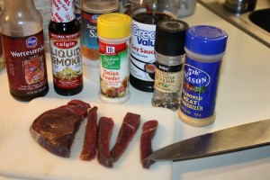 Deer jerky cooking