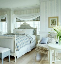 Plaid and toile bedroom